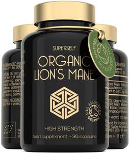 Organic Lion’s Mane Supplement 1800mg capsules made in the UK - Sold by SuperSelf FBA