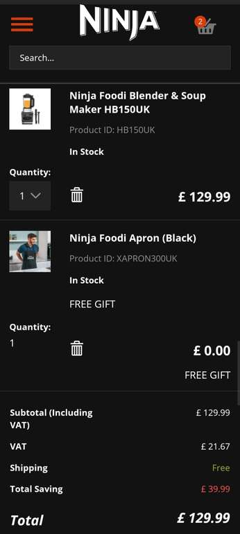 Ninja Foodi Blender & Soup Maker HB150UK - £129.99 delivered [£114.52 after cashback] @ Ninja Kitchen