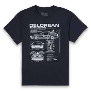 Back To The Future DeLorean Schematic T-Shirt - Navy £9.99 delivered, using code @ Zavvi