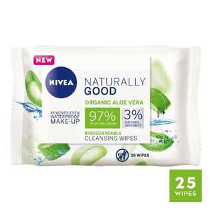 NIVEA Naturally Good Organic Aloe Vera Face Cleansing Wipes 25 per pack - £1.90 @ Ocado