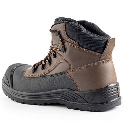 Black Hammer Mens Heavy Duty Safety Work Boots Smooth Leather Steel Toe Cap - Innovation Designs FBA