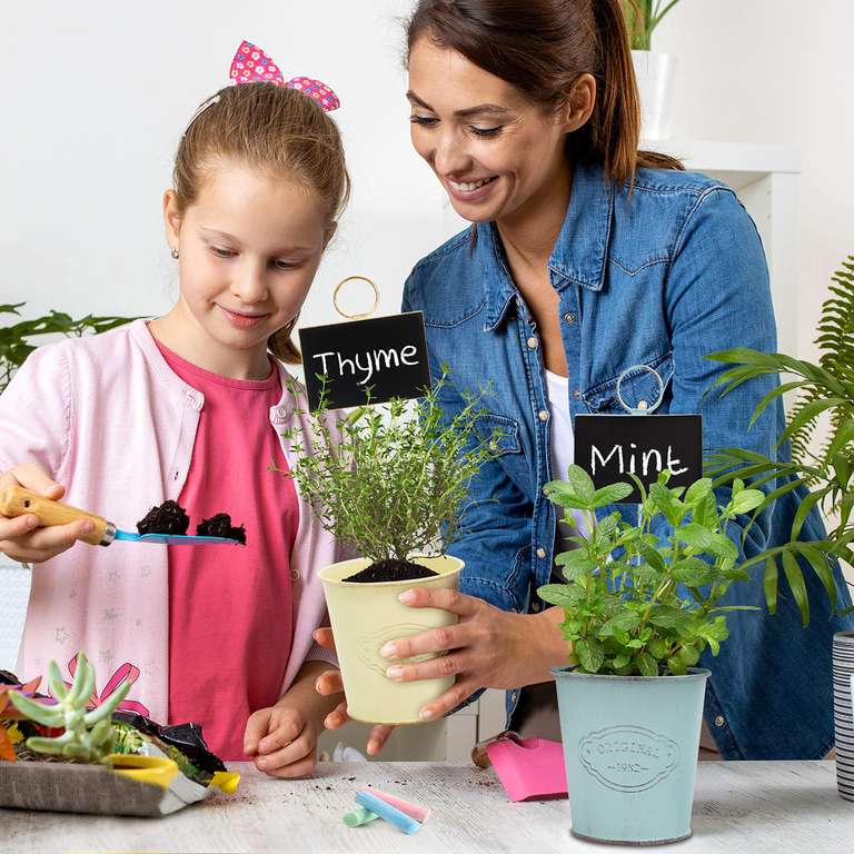 BELLE VOUS 8 Pack Metal Flower Pots - 31.7 x 7.8cm With Chalkboard - Sold By Tinyyo Europe / FBA