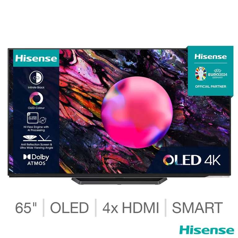Hisense 65A85KTUK 65 Inch OLED 4K UHD Smart TV + half price soundbar at check out with 5 year warranty