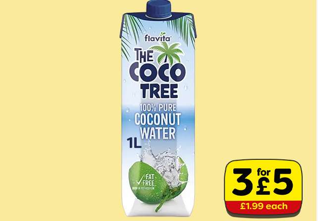 Cococoo 3 x The COCO Tree 100% Coconut Water 1L for £5 at FarmFoods | hotukdeals