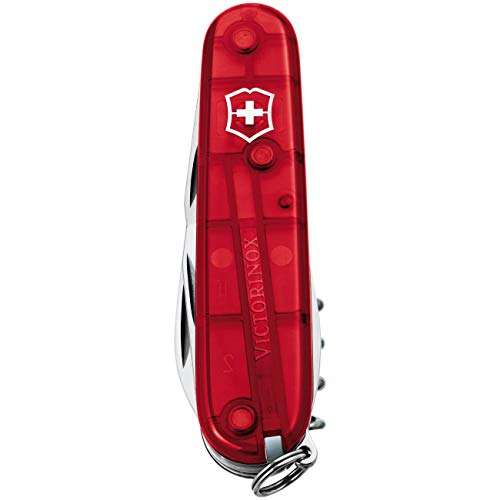 Victorinox Spartan Swiss Army Pocket Knife, Medium, Multi Tool, 12 Functions, Red Transparent - £16.98 @ Amazon