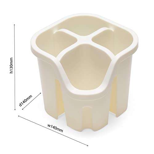 Addis Cutlery Utensil Drainer Caddy With 4 Compartments, Mushroom, 14 x 14 x 13 cm