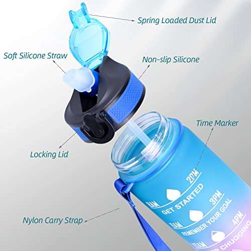 Lychico Sports Water Bottle 1L with Straw £7.17 @ Amazon