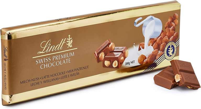 Lindt Swiss Milk Chocolate and Crunchy Hazelnut Gold Bar 300 g - £4 @ Amazon
