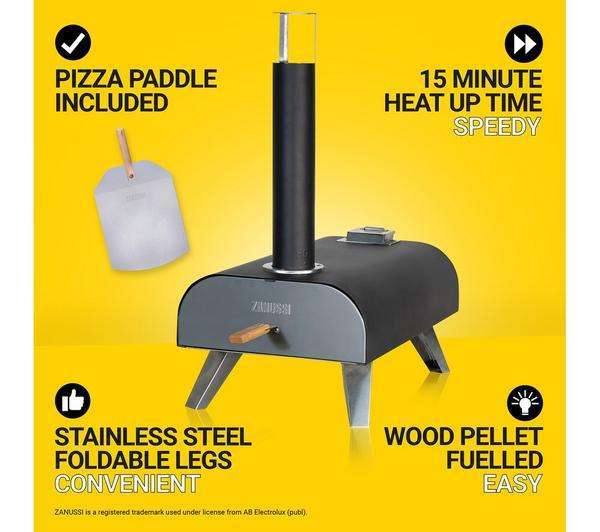 ZANUSSI ZPO1BPC Wood Pellet Pizza Oven - Black (Including Paddle & Cover) £99.99 Delivered with code @ Robert Dyas