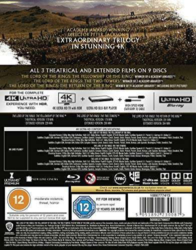The Lord of The Rings Trilogy: [Theatrical and Extended Edition] [4K Ultra-HD] [2001] [Blu-ray] [Region Free]