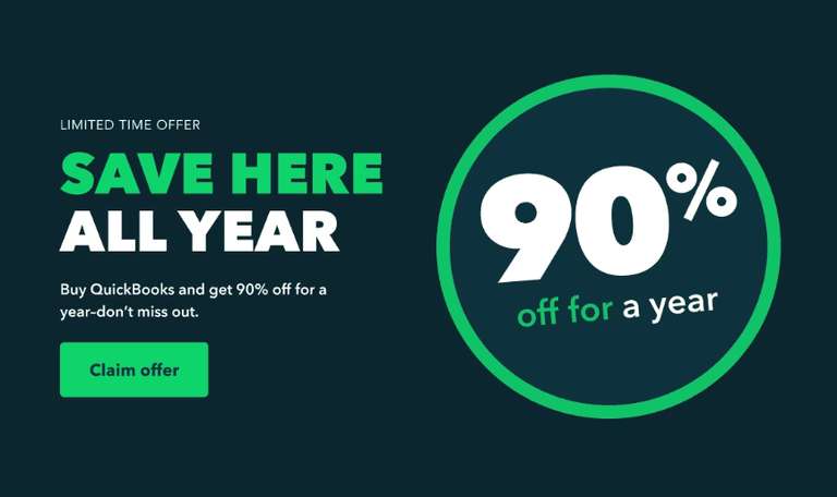 90% OFF 12-month subscription to Quickbooks - starting at £10.80 for Self-Employed