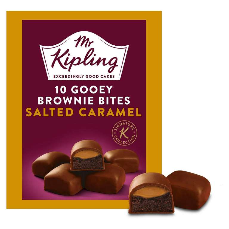 Mr Kipling Signature Collection Gooey Brownie Bites 10 Pack (Salted Caramel / Double Chocolate) - £1.50 (Clubcard Price) @ Tesco