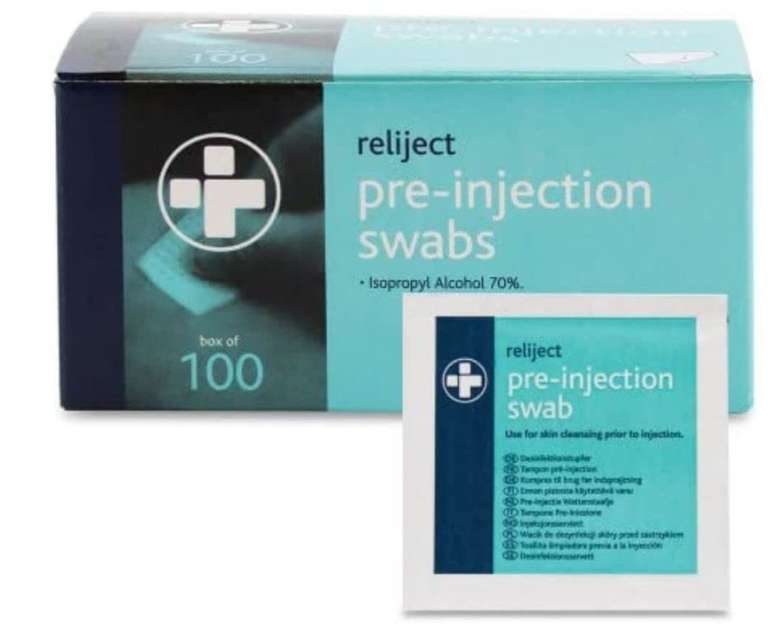 MEDICAL Pre-Injection Swab Wipes - Pack of 100 Individually Wrapped Medical Skin Cleaning Wipes £4.74 @ Amazon