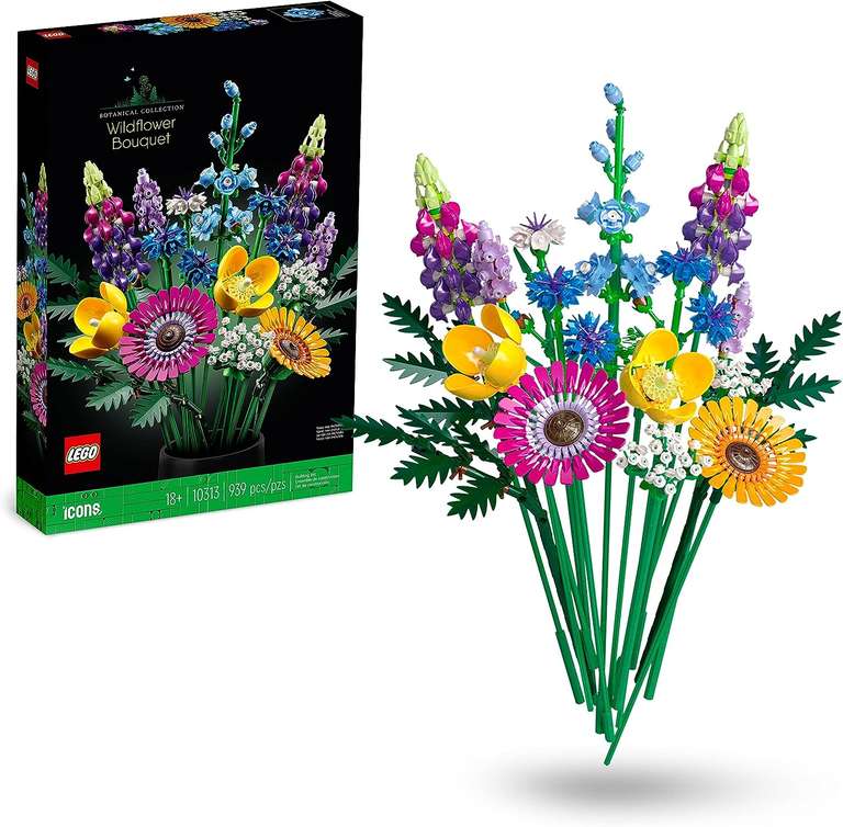 LEGO 10313 Icons Wildflower Bouquet Set, Artificial Flowers with Poppies and Lavender, Crafts