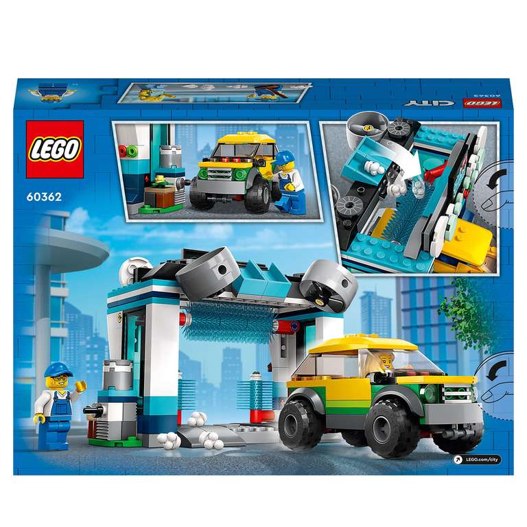 LEGO City Carwash Set with Spinnable Washer Brushes, Vehicle and 2 Minifigures 60362
