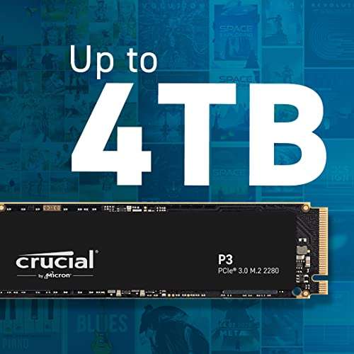 Crucial P3 4TB M.2 PCIe Gen3 NVMe Internal SSD (Up to 3500MB/s) | CT4000P3SSD8 - £247.63 @ Amazon