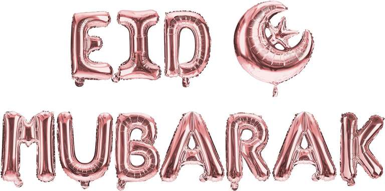16" Gold Silver Rose Gold Happy Eid Mubarak Foil Balloons - Eid Party Decorations, Sold By Redstar Online FBA