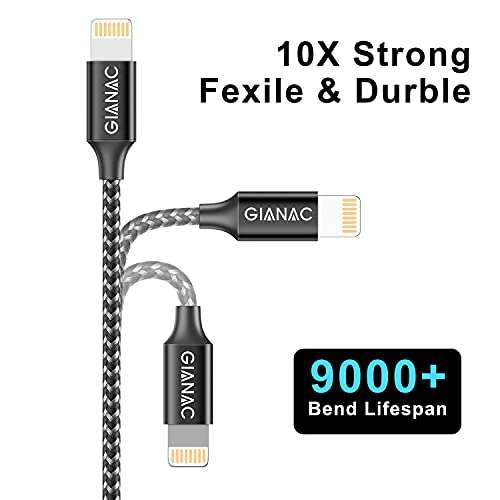 GIANAC iPhone Charger Cable, Lightning Cable [2Pack 1.8M/6.6FT], MFi-Certified, Nylon Braided Lightning Cable Sold by GIANAC / FBA