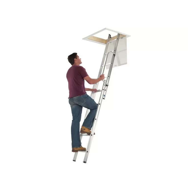 Werner 2 Section Aluminium Loft Ladder - 5 Year Guarantee - Free Click & Collect