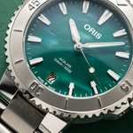 Oris x Bracenet Aquis 43.5mm Green Textured Dial Steel Case & Bracelet Watch w.code