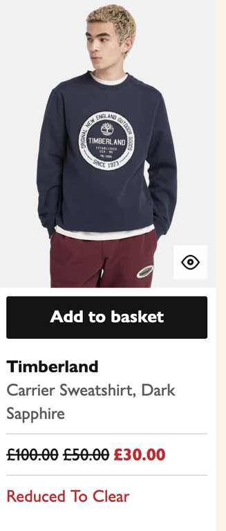 Timberland Carrier Sweatshirt - Dark Sapphire (free C&C)
