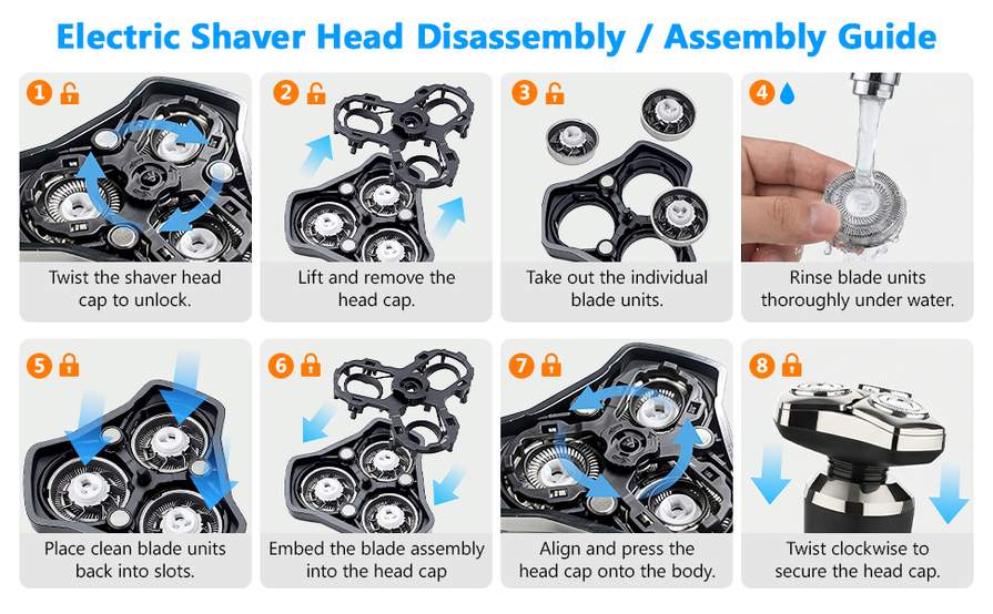 Thread Shaver Rechargeable Electric Shaver, Waterproof Wet Dry Cordless Razor with ...
