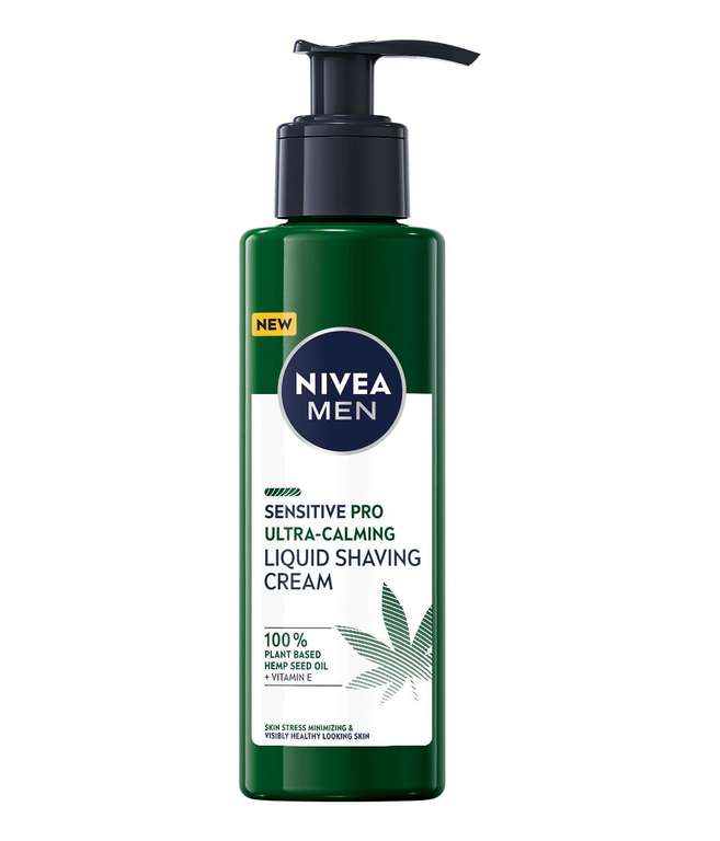 NIVEA MEN Sensitive Pro Ultra Calming Liquid Shaving Cream (200 ml), Shaving Cream Hemp Seed Oil Vitamin E - £2.91 with S&S