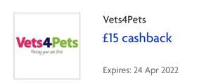 £15 cashback with a £15 and over spend at Vets4pets with Halifax rewards @ Halifax