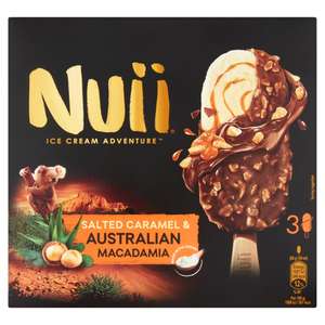 Nuii Salted Caramel & Australian Macadamia Ice Cream Bars 3 x 90ml