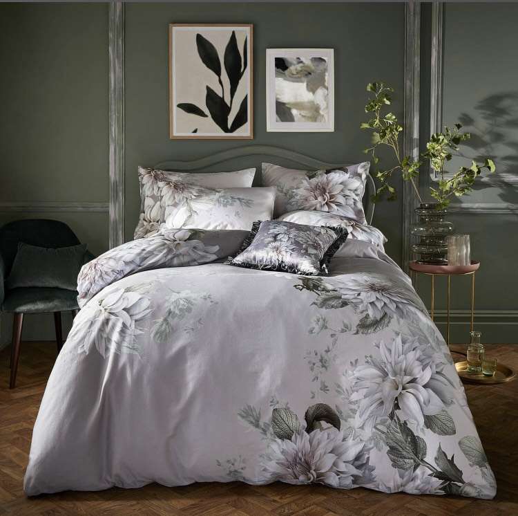 TED BAKER Double Grey Heather Floral Duvet Cover 100% cotton 22TC - £39.99 (£1.99 click and collect) TK Maxx