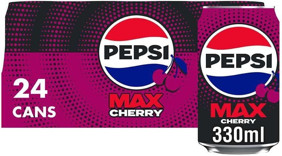 Pepsi Max Cherry No Sugar Cola Cans 24 x 330ml - For Amazon Business Account Users