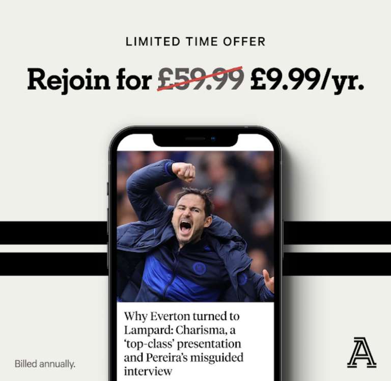 1 year subscription to The Athletic for £9.99 (usually £59.99) - Selected Customers @ The Athletic