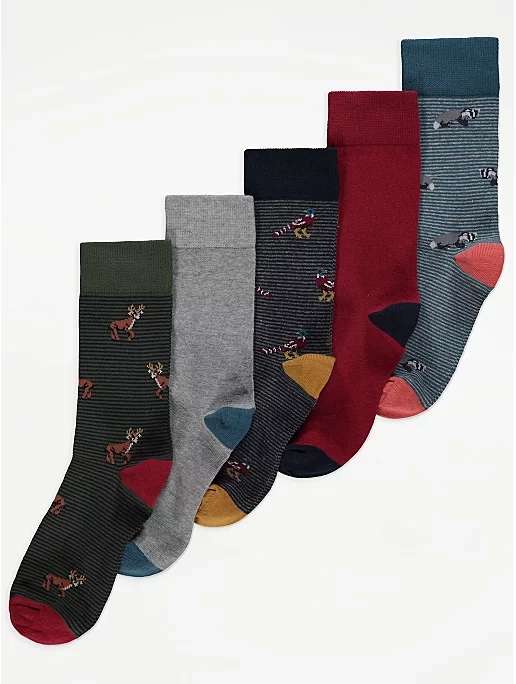 Assorted Animal Stripe Socks 5 Pack (Size 6 - 8.5) : £4 (£3.60 with Asda George Rewards) + Free Click & Collect @ George (Asda)