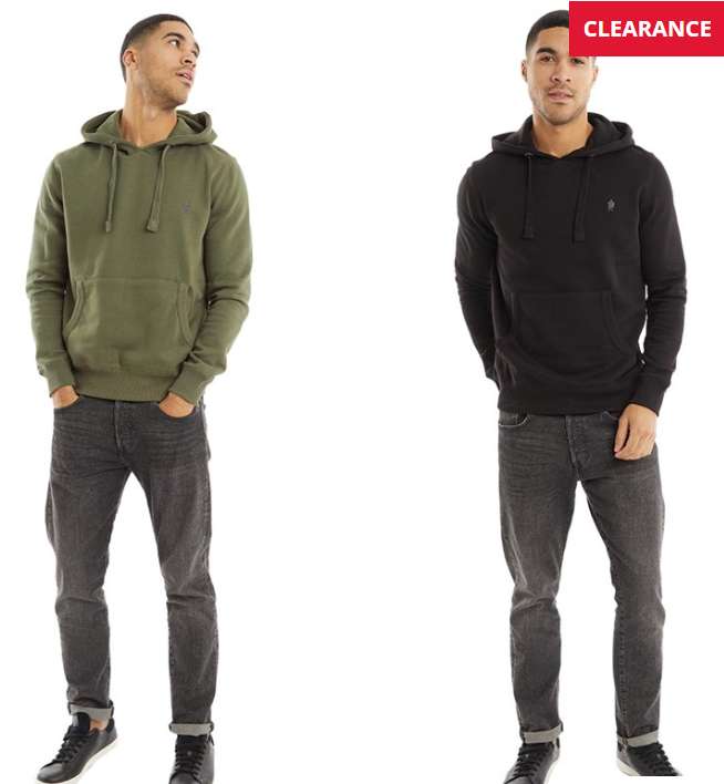 French Connection Mens 2 Pack Hoodies Black/Khaki Reduced to Clear