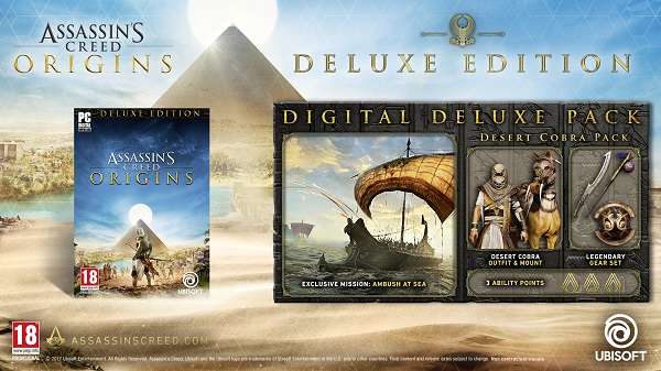 Assassin's Creed Origins for PC £7.49 / Deluxe £11.79 / Gold £14.99 @ Steam