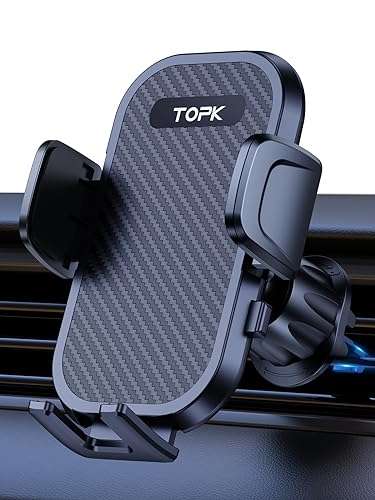 Car Phone Holder Air Vent , TOPK 360° Rotation- Upgraded Hook Clip Universal Phone Mount for Car - with voucher - Sold by TOPK , FBA