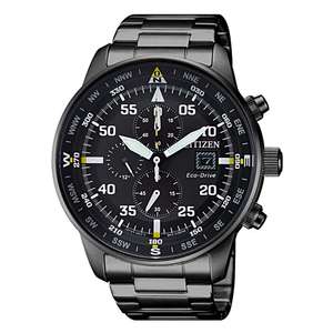 Citizen Men's Eco-Drive Chronograph, Mineral, 44mm Black Ion plated stainless steel case and bracelet