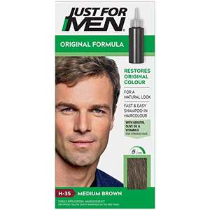 Just for men Original Formula Medium Brown Hair Dye H35 £3.38 / £3.04 or £2.87 first order with voucher Subscribe & Save at Amazon