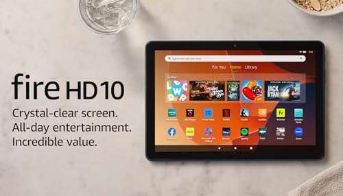 Amazon Fire HD 10 tablet, built for relaxation, 10.1" vibrant HD, Lots of core, 3 GB RAM, up to 13-h before recharge WITHOUT ADS