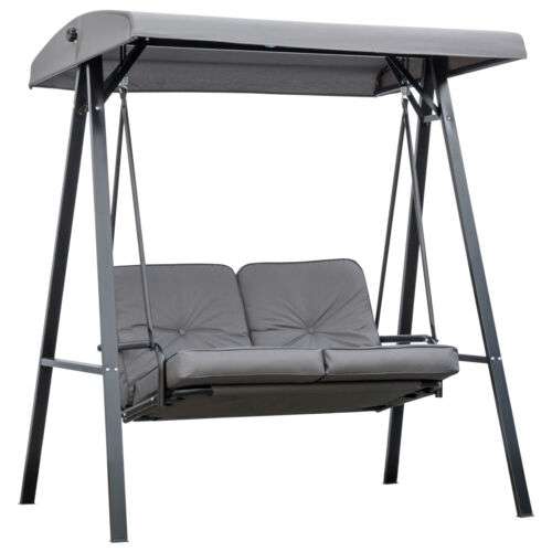 Outsunny 2 Seater Garden Outdoor Swing w/ Adjustable Canopy Grey £169.99 with code (UK Mainland) @ Outsunny Ebay