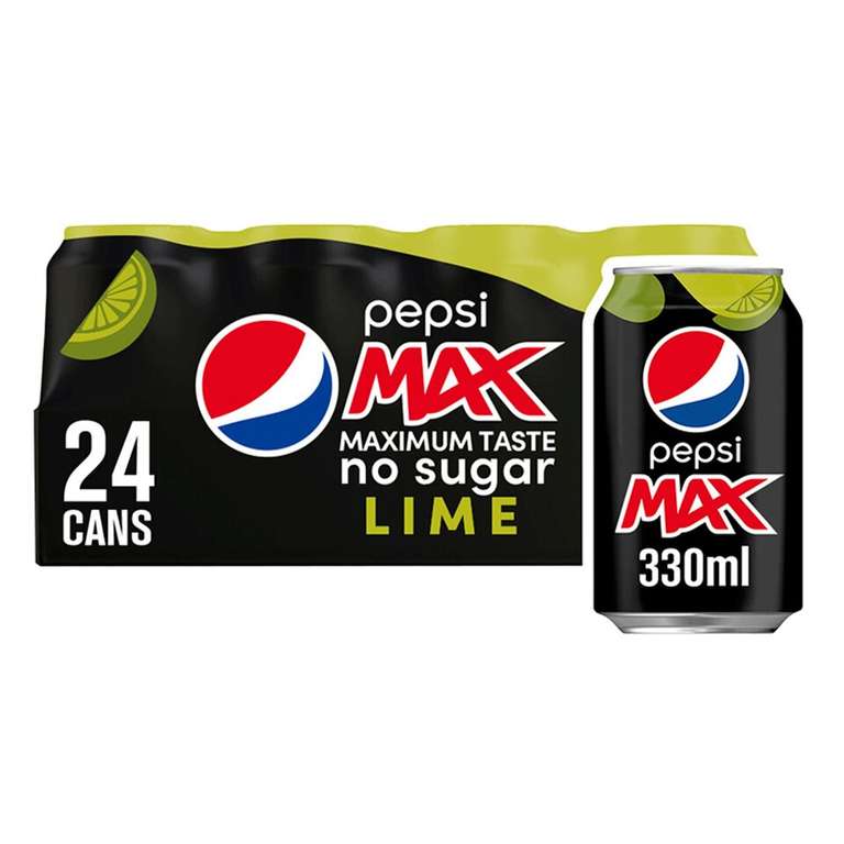 2 packs (48 cans total) for £12 Clubcard Price - Pepsi Max 24 X 330Ml (Original / Cherry / Lime / No Caffeine / Diet) @ Tesco