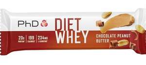 PhD Diet Whey Chocolate Peanut Butter Protein Bar 63g Best Before: 30 Apr 2024 (Minimum Order £22.50)