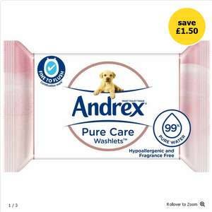 Andrex Pure Care Washlets Singles 36 Sheets: 50p + Free Click & Collect @ Wilko