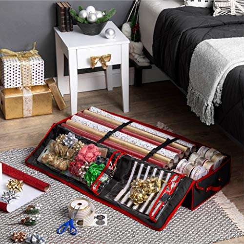 Premium Christmas Wrapping Paper Storage Bag with Interior Pockets - Fits 24 Rolls sold by YH-Goods UK