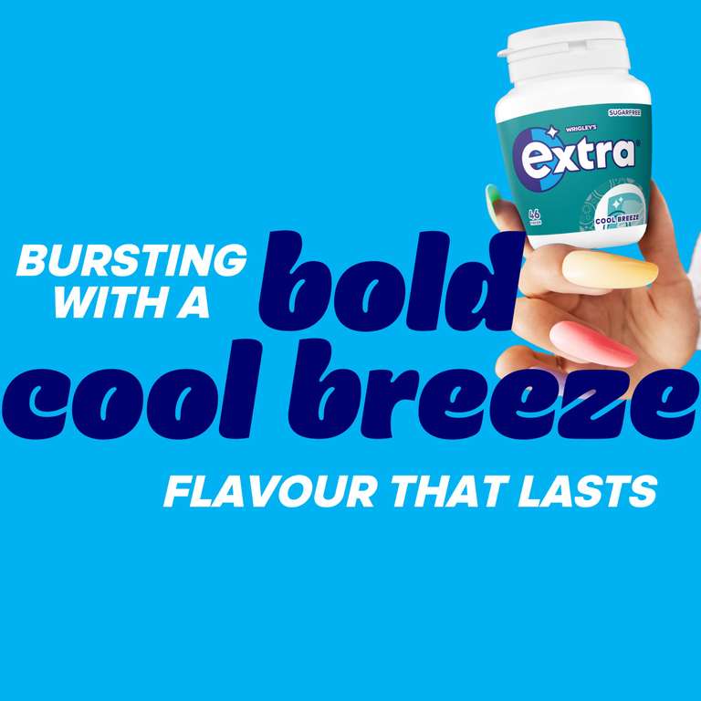 Wrigley’s Extra Cool Breeze Mint Sugar Free Chewing Gum Bottle 46 ...