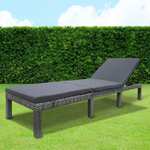 Rattan Effect Steel Framed Sun Lounger with Cushions W/Code