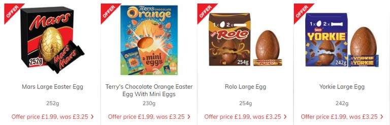 Large Easter Eggs £1.99 (e.g Mini Eggs / Twirl Orange / Chocolate Orange / Celebrations) @ Morrisons