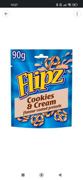 Flipz Cookies and Cream Flavour Coated Pretzels 39p Farmfoods, Kirkintilloch