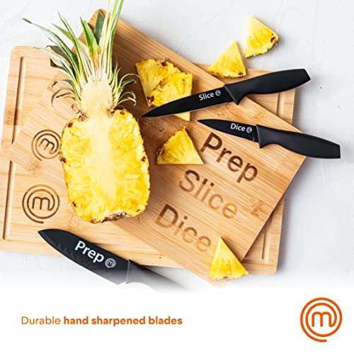 MasterChef Knife Set of 3 For Kitchen (Chef, Paring & Utility) Professional, Extra Sharp, Stainless Steel Blades With Non Stick Coating
