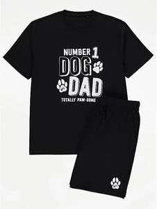 Number 1 Dog Dad Slogan 100% Cotton Short Pyjamas ( S ) + Free C&C